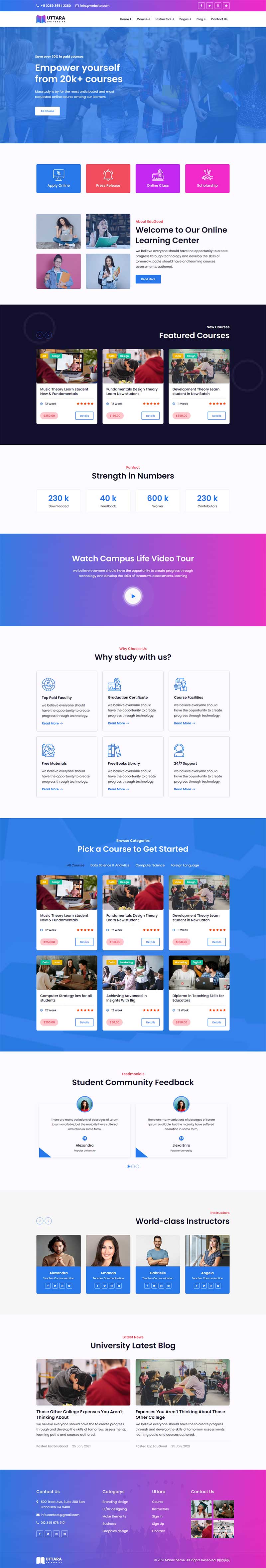 图片[1]-大学在线课程网站HTML模板-小栈资源网