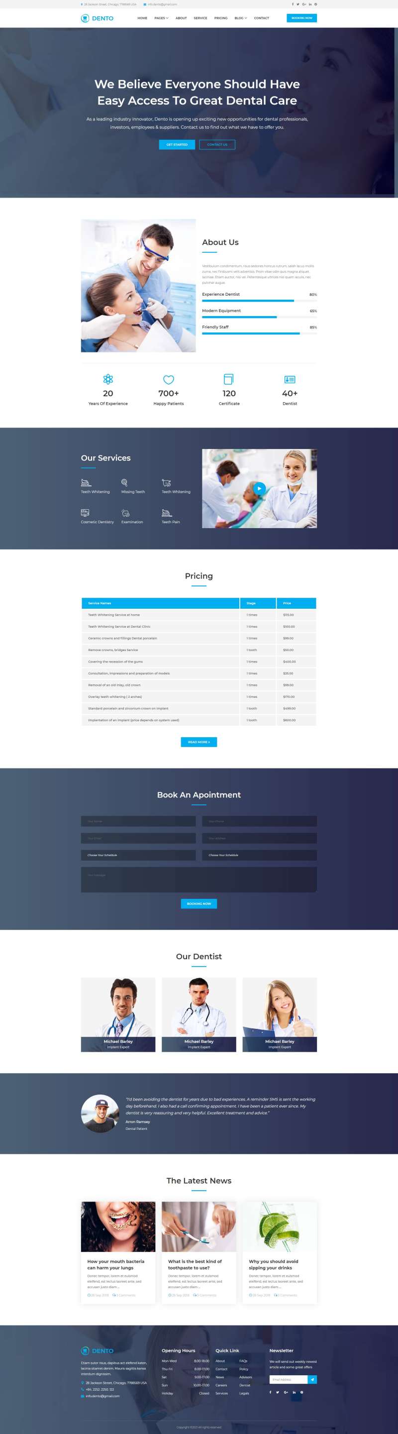 图片[1]-蓝色清爽的HTML响应式牙科预约网站模板-小栈资源网