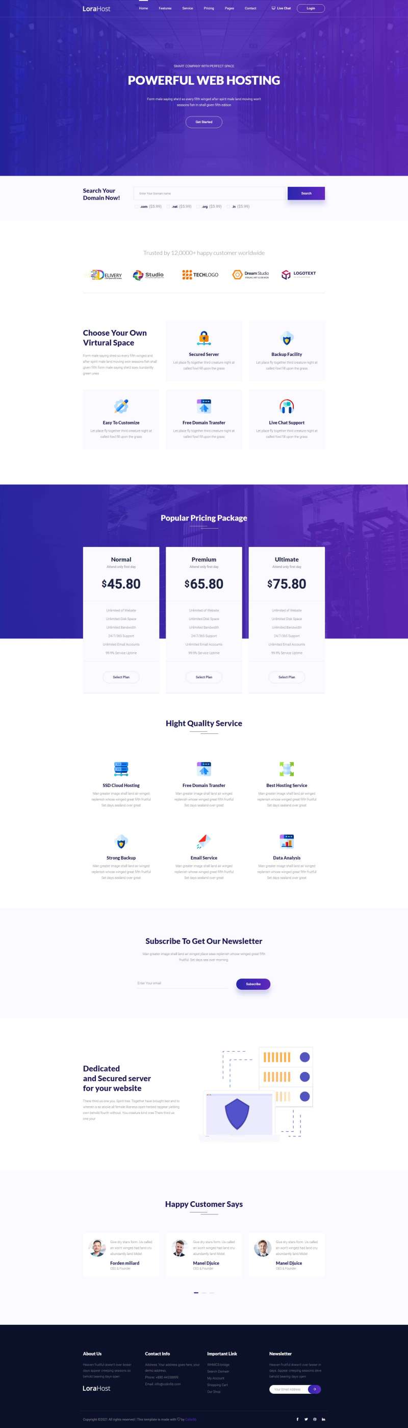 图片[1]-紫色的虚拟主机域名托管服务网站模板-小栈资源网