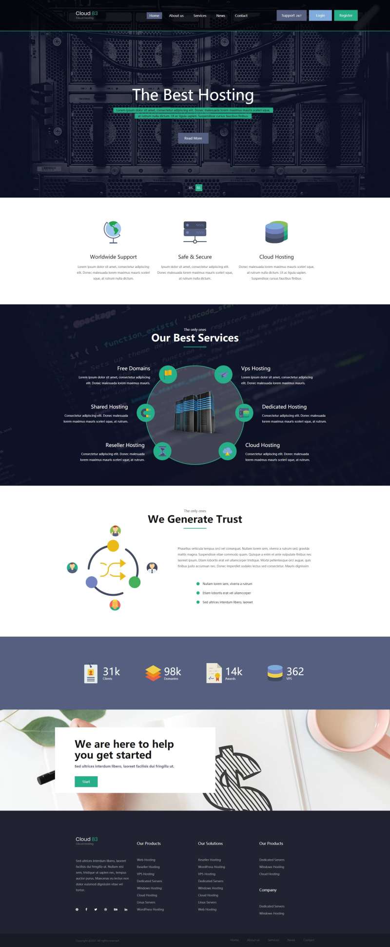 图片[1]-多用途主机托管云服务HTML网站模板-小栈资源网