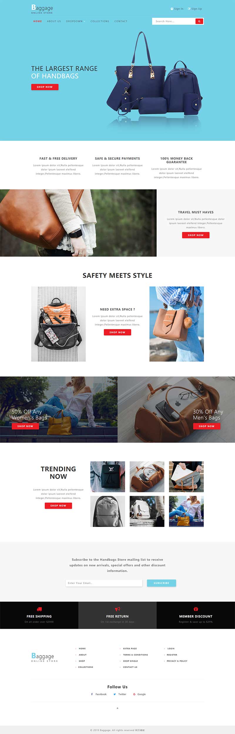 图片[1]-通用的Bootstrap响应式箱包电子商务网站模板-小栈资源网
