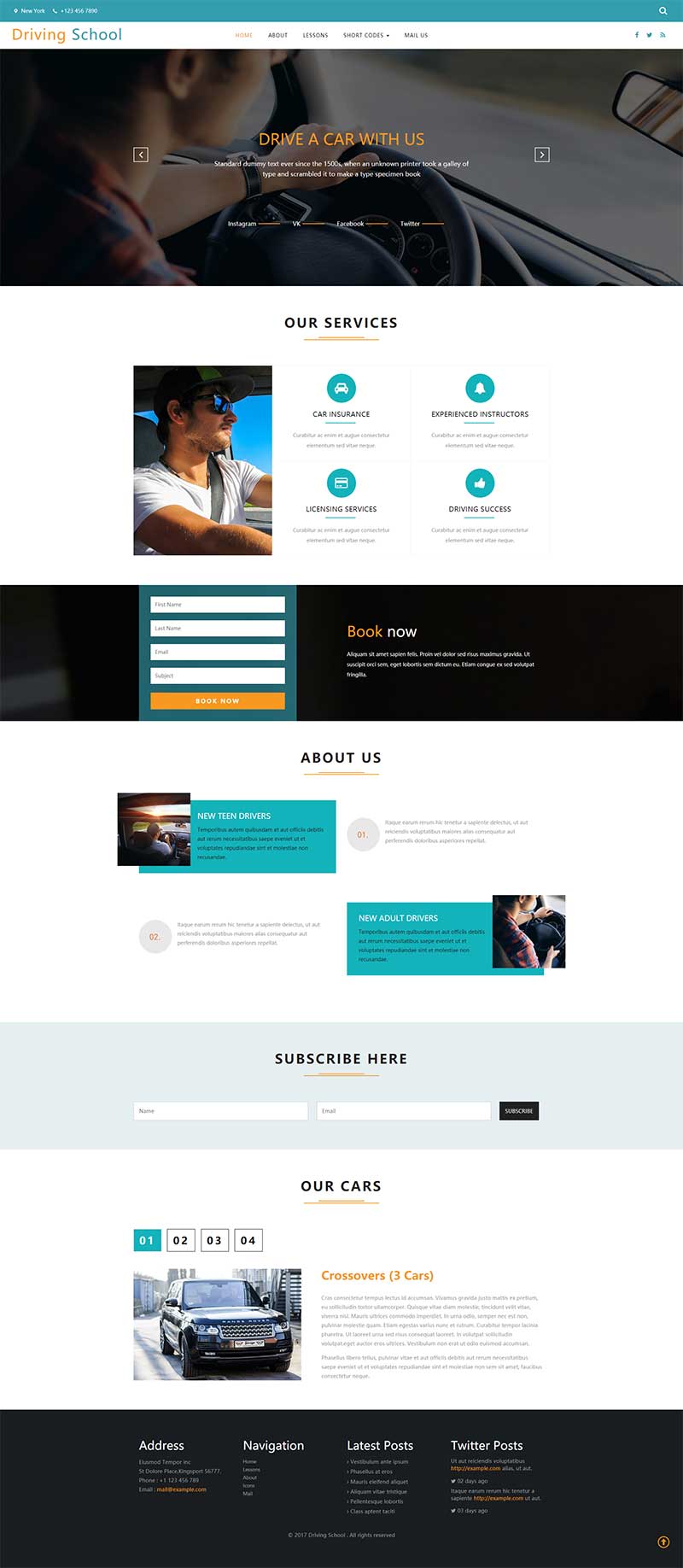 图片[1]-蓝色Bootstrap大气的国外驾校网站静态网页模板-小栈资源网