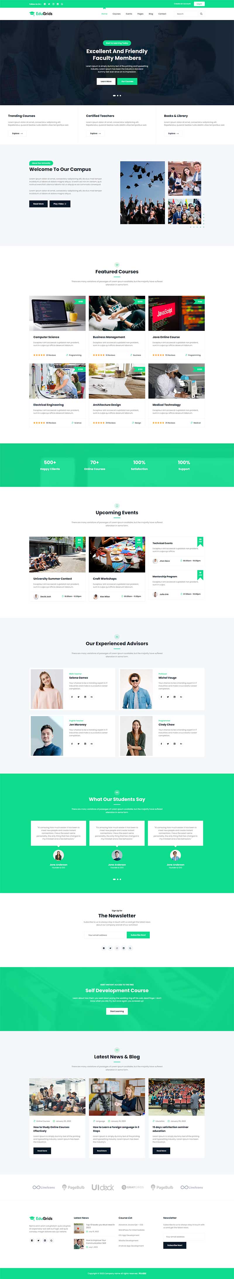 图片[1]-响应式绿色英文在线课程教育HTML5网站模板-小栈资源网