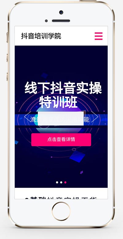 图片[1]-(自适应手机版)响应式抖音红人培训小视频拍摄技巧培训机构织梦模板-小栈资源网